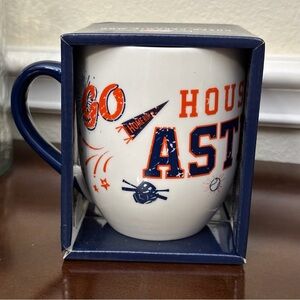 NIB- Cheer Ceramic Mug - White, Navy & Orange 18oz by The Memory Company